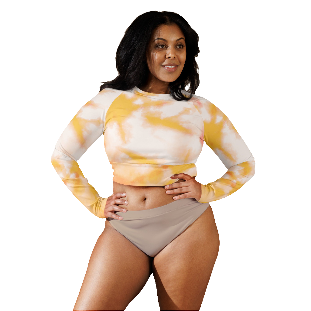 Long-sleeved crop top made of recycled materials, ORANGE TIE DYE