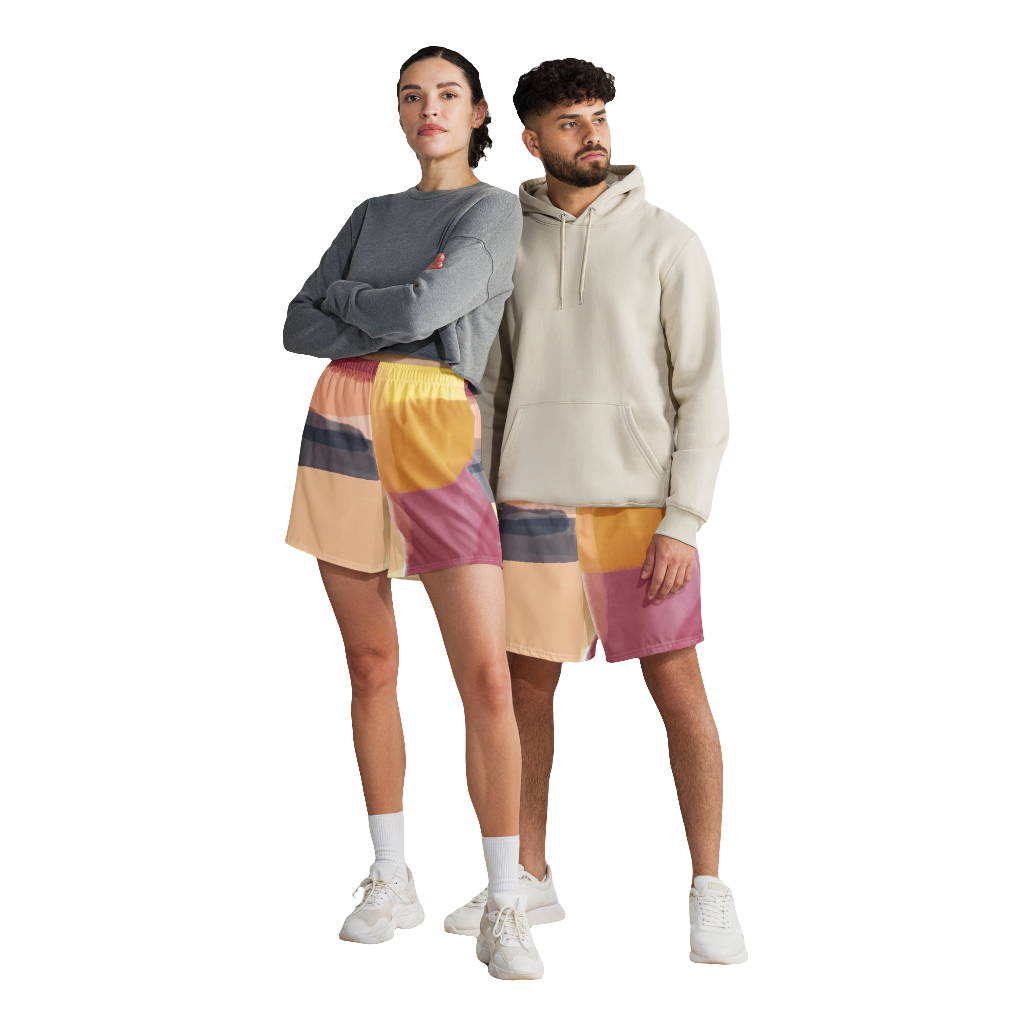 Ekologiska ♻️ Unisex långa träningsshorts - WATERCOLOR3