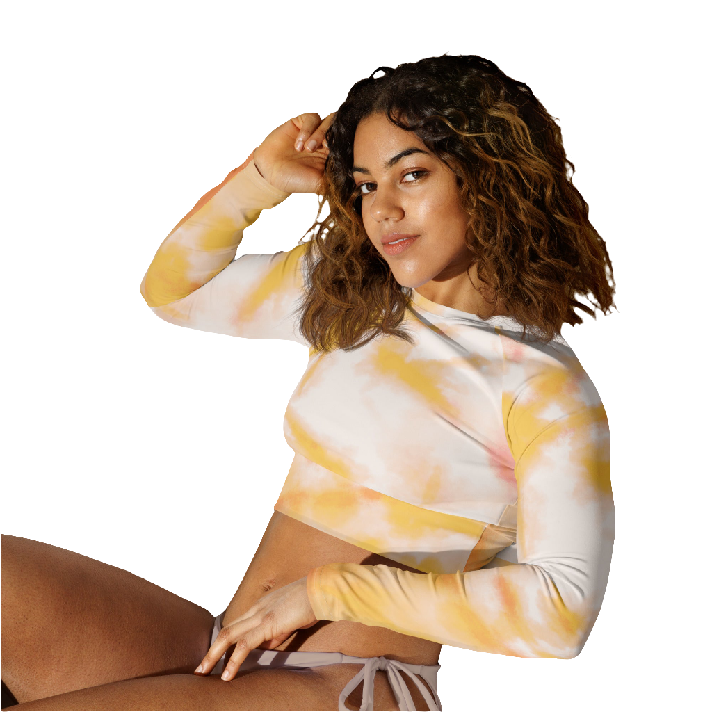 Long-sleeved crop top made of recycled materials, ORANGE TIE DYE
